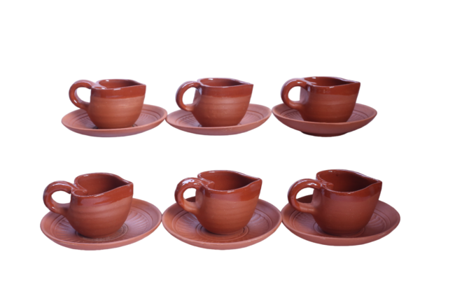 NATURAL CLAY WITH CERAMIC CUP PLATE - Image 3